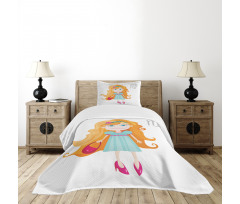 Cartoon Girl Bedspread Set