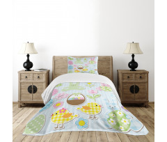 Pale Nursery Bunnies Bedspread Set