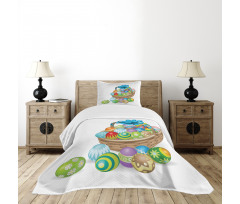 Basket of Colorful Eggs Bedspread Set