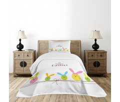 Simplistic Cartoon Eggs Bedspread Set