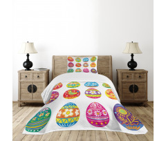 Colorful Eggs Flowers Bedspread Set