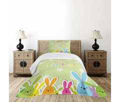 Colorful Cartoon Bunnies Bedspread Set