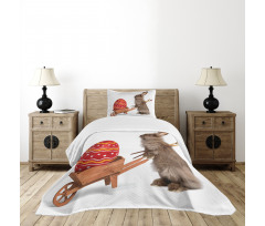 Easter Rabbit Brushes Bedspread Set