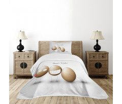 Funny Doodle Style Eggs Bedspread Set