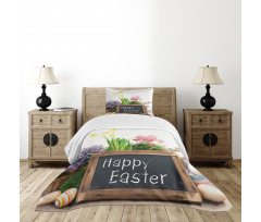 Flowers Eggs on Table Bedspread Set