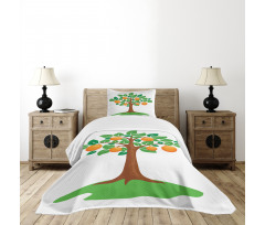 Orange Tree Design Bedspread Set