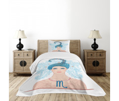 Lady Blue Hair Bedspread Set