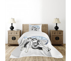 Angel Twins Harp Bedspread Set