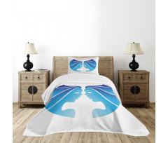 Blue Twins Faces Bedspread Set