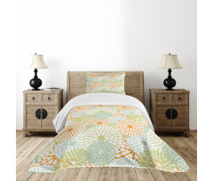 Abstract Retro Flowers Bedspread Set