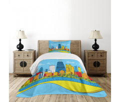 Cartoon City View Bedspread Set