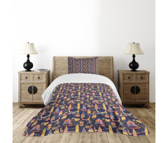 Circus Style Doodles Bedspread Set
