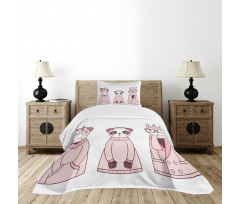 Cartoon Winter Animals Bedspread Set