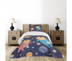 Cartoon Dog Astronaut Bedspread Set