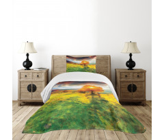 Fall Season Mountains Bedspread Set