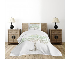 Doodle Style Oak Foliage Bedspread Set