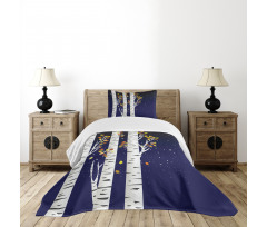 Birch Trees with Foliage Bedspread Set