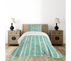 Dotted Tree and Birds Bedspread Set