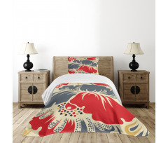 Abstract Chinese Floral Bedspread Set