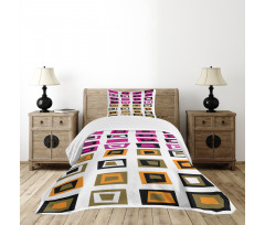 Abstract Squares 60s Bedspread Set