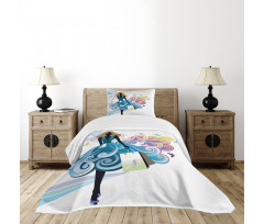 Shopping Woman Art Bedspread Set