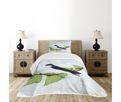 Swallow Bird on Branch Bedspread Set