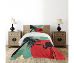 Grunge Flamingo Palm Bedspread Set