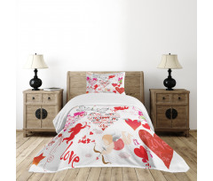 Valentines Day Cupid Birds Bedspread Set