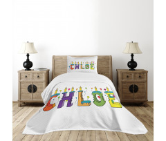 Cheerful Lettering Design Bedspread Set