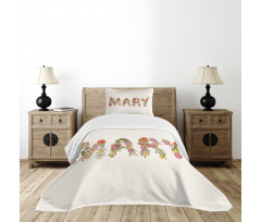 Blooming Flower Letters Bedspread Set