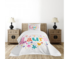 Vintage Doodle Flowers Bedspread Set