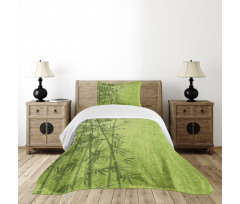 Green Bamboo Growth Bedspread Set