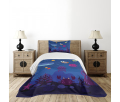 Aquarium Fish Whale Bedspread Set