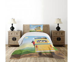 Crowded Yellow Bus Bedspread Set