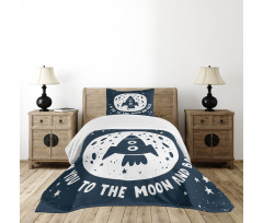 Spaceship and Love Saying Bedspread Set