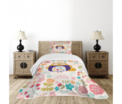 Colorful Bird and Flowers Bedspread Set