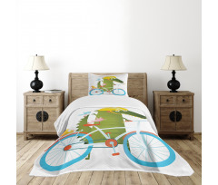 Crocodile Friends Bicycle Bedspread Set