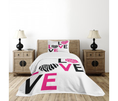 Zebra Stripes Hearts Bedspread Set