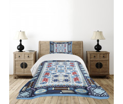 Blue Toned Square Circle Bedspread Set
