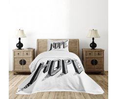 Sketch Letters with Lines Bedspread Set