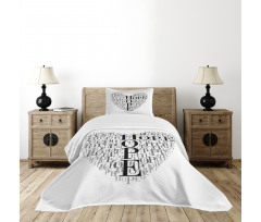 Heart Shaped Hope Word Bedspread Set