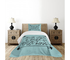 Flowers Hearts Hope Themed Bedspread Set