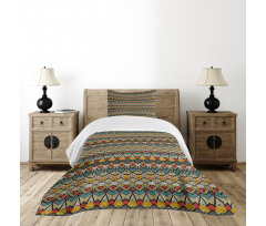 Retro Grunge Geometric Bedspread Set