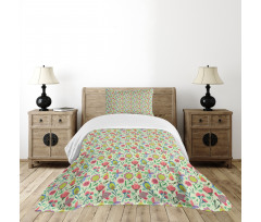 Doodle Blooming Tulips Bedspread Set