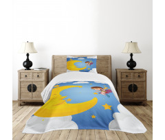 Cartoon Girl Flying Bedspread Set