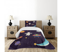 Astronaut Deer in Space Bedspread Set