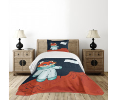 Fox Cosmonaut Space Bedspread Set