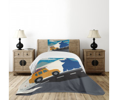 Winter Mountain Road Ski Bedspread Set