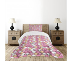 Kawaii Faces Fun Pattern Bedspread Set