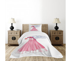 Angel Holding a Red Heart Bedspread Set